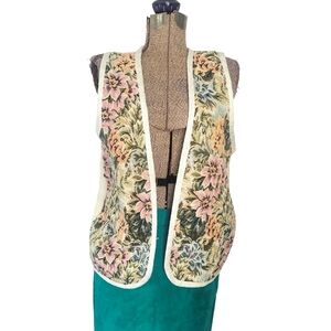 Vintage floral tapestry and wool vest